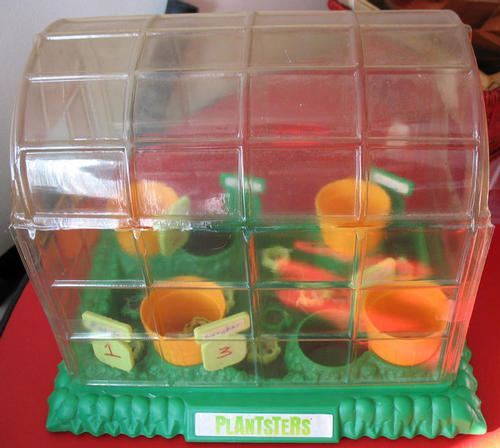 The assembled Plantsters greenhouse with cover on